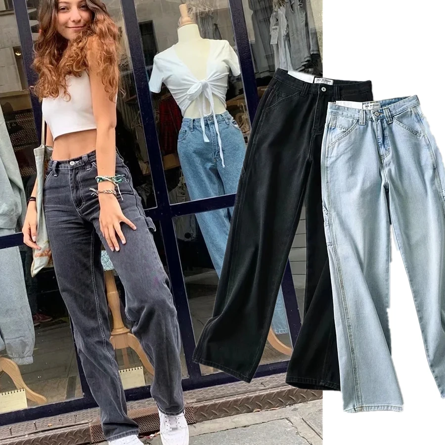 

Jenny&Dave Boyfriend Jeans Vintage Mom Jeans Woman England Ins Blogger Washed Loose High Waist Cargo Denim Pants For Women