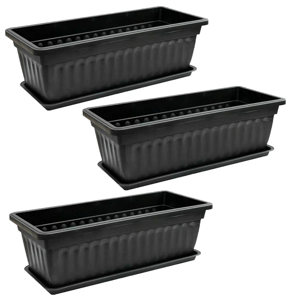 

3PCS Plastic Grow Box Window Box Planter Rectangular Windowsill Flower Pot Herb Vegetables Growing Container for Patio Garden