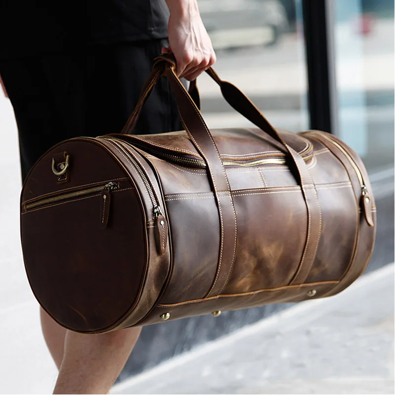 Вместительная кожаная дорожная сумка для мужчин кожаный чемодан Crazy Horse большая
