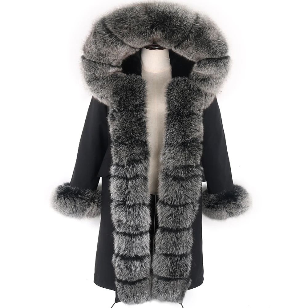 

7xl Natural Real Fox fur Jacket Hooded Woman parkas Winter warm Coat Mulher Parkas Women's jacket disassemble all fur