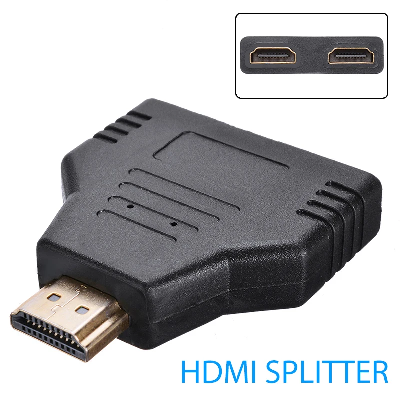 1 шт. черный мужского и женского пола совместимому с HDMI сплиттер адаптер в 2 Out