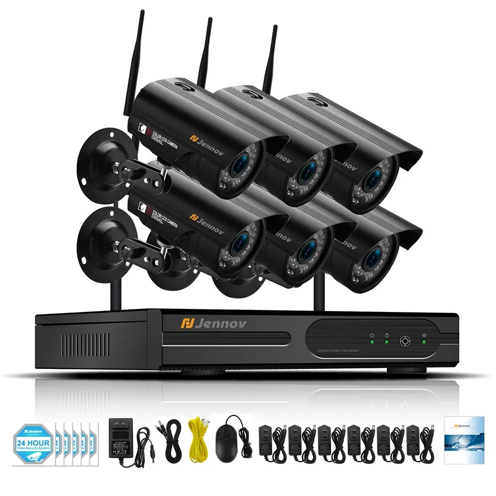 Jennov 8CH 1080P беспроводная Wifi система камер домашней безопасности комплект наружного видеонаблюдения комплект видеонаблюдения ip-камера Wi-Fi 2MP Aduio Cam - Цвет: 6 Pcs Cameras