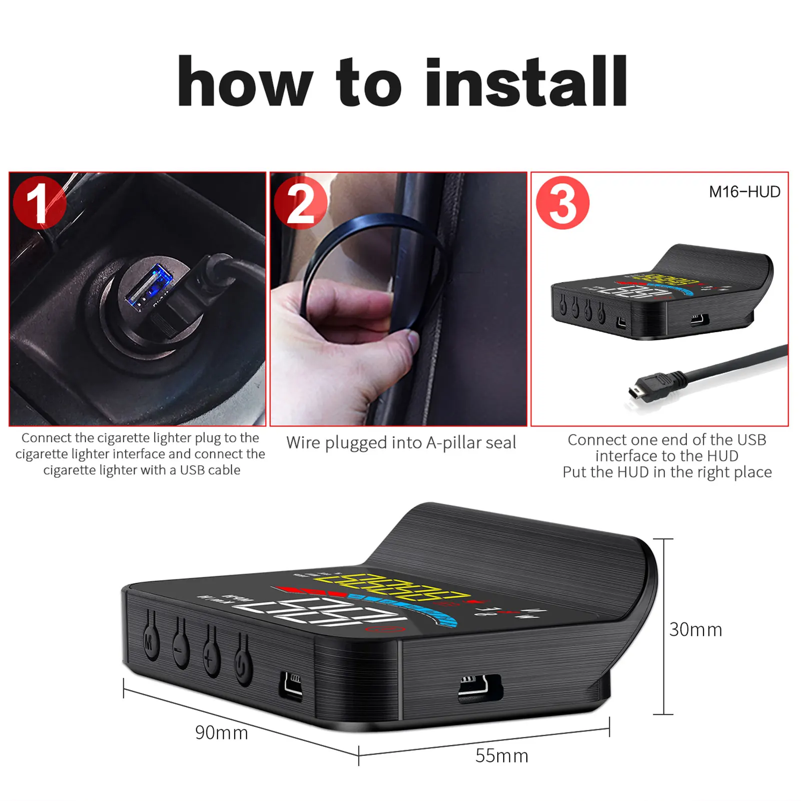 Универсальный автомобильный HUD Дисплей превышение скорости Предупреждение