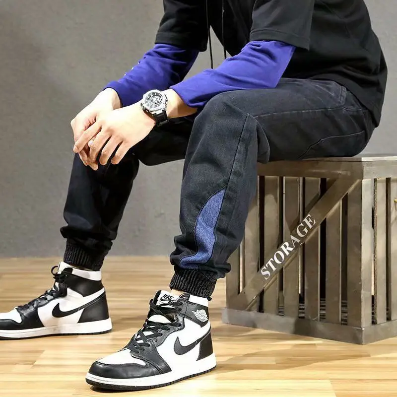 Summer Thin Hip Hop Jeans Male Loose Ankle-Tied Harem Pants Elastic Waist Trousers Korean Fashion Clothing Jogger Jeans for Men