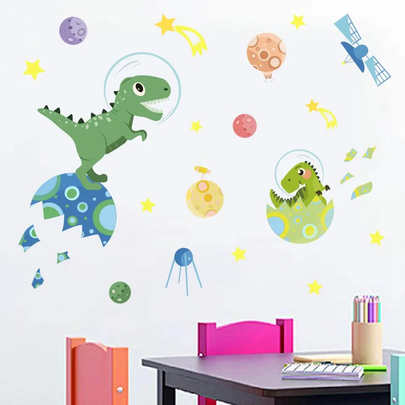 

Cartoon Dinosaur Wall Stickers for Kids Room Decoration Decals Nursery Mural Self-adhesive Children's Room Decorative Wallpaper