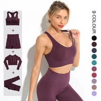 4pcswomen fitness yoga set seamless gym set bras leggings shirts fitness sports clothes workout running yoga suit sportswear