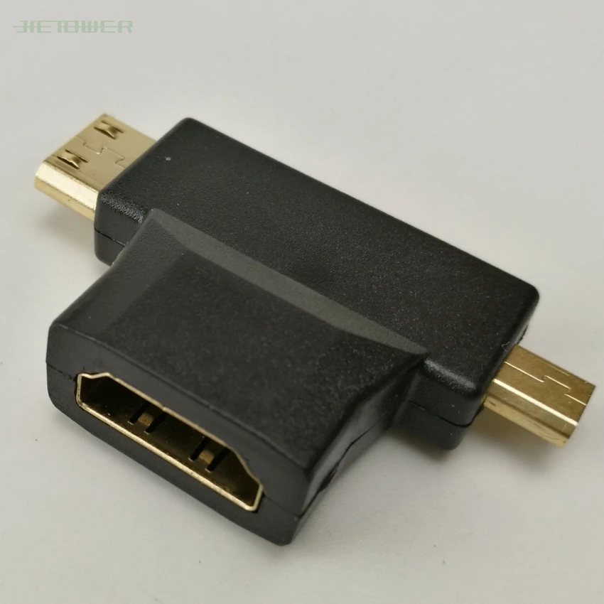 

100pcs/lot High Quality 3 In 1 Gold Plated Micro HDMI / Mini HDMI Male To HDMI Female Adapter Combo Cable Adapter for HDTV DVD
