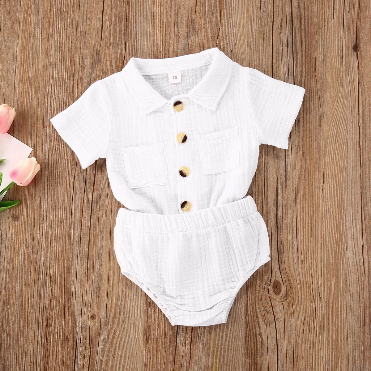 Комплект одежды для маленьких девочек и мальчиков однотонная плиссированная