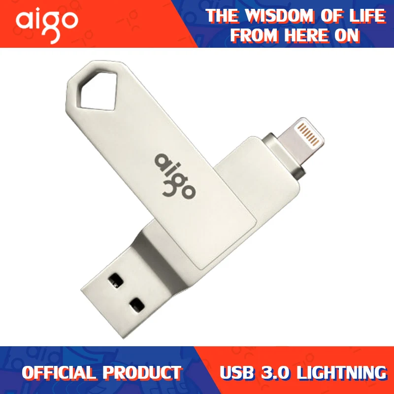 Флэш накопитель aigo USB 128 ГБ флэш для iPhone X/XR/XS/ 8/7/6/iPad 64 32 256 Гб OTG Флэшка 3 0 карта