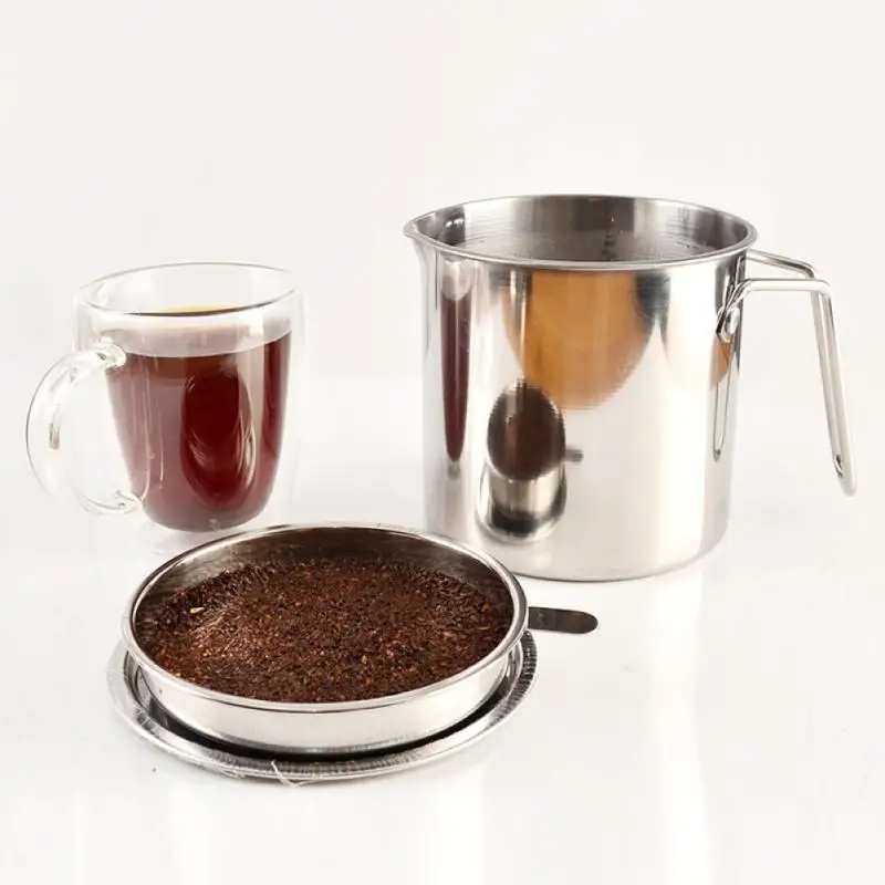 

Conjunto de filtro de café preparado à mão ao ar livre combinação de aço inoxidável xícara de café pote de café filtro-livre