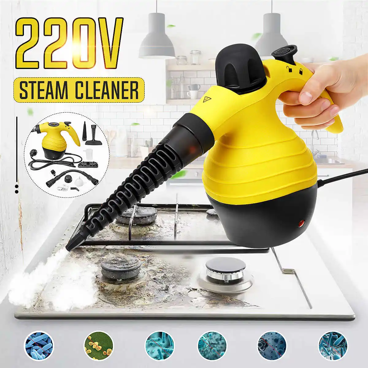 

220~240V Handheld Steam Cleaners Sterilizer Sprayer Disinfection Home Kitchen Office Room Cleaning Tool for Carpet Clothes