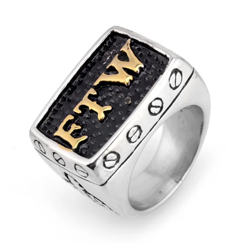

New Trendy Creative Explosion Rock Letter Ftw Men's Personality Vertical Middle Finger Ring Fashion Trend Niche Men's Ring