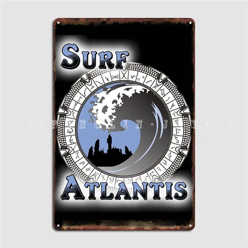 

Surf Atlantis Metal Plaque Poster Wall Pub Painting Décor Living Room Customize Tin Sign Posters