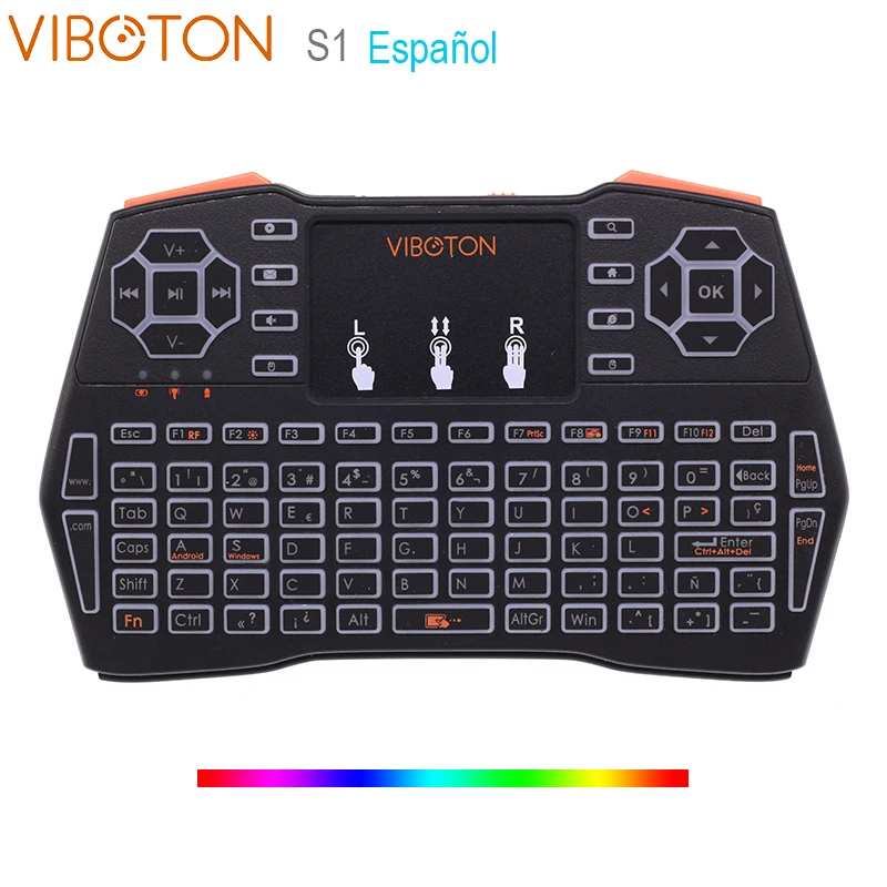 VIBOTON i8 Plus с подсветкой Espanol испанская Мини Беспроводная клавиатура Air Mouse тачпад