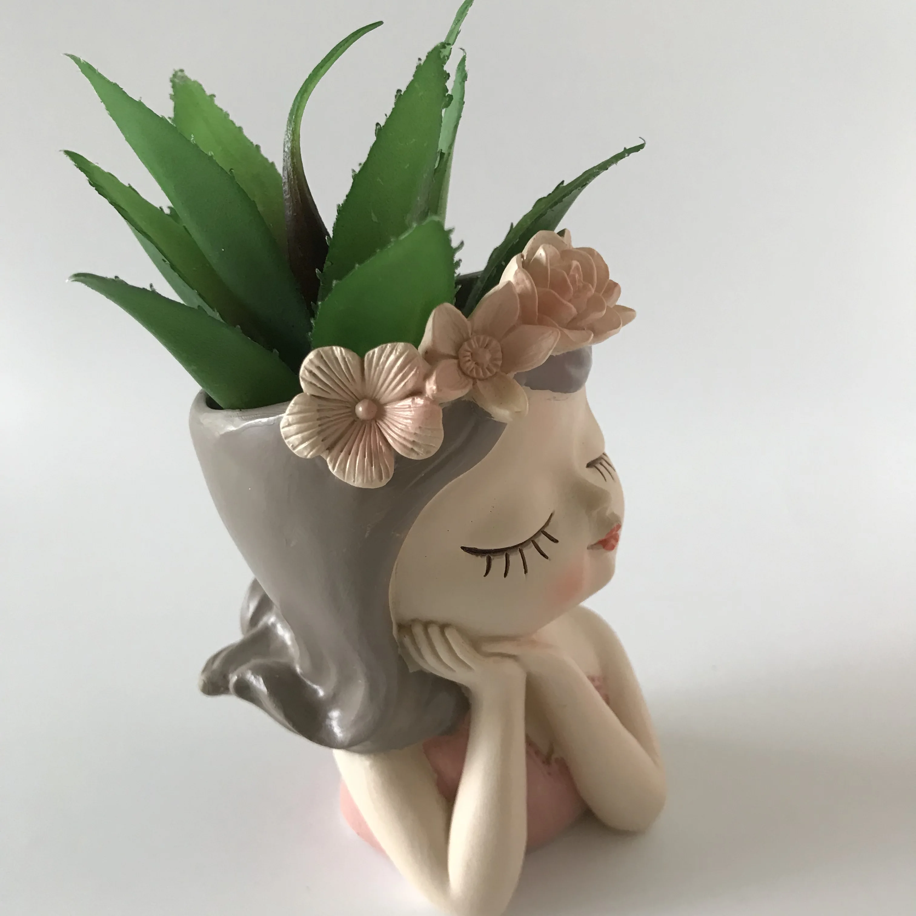 Силиконовая форма милый 3D Цветочный Горшок для девочек ваза из цементной смолы