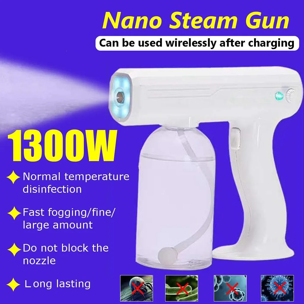

1300ml Blue Light Nano Steam Atomizing Fogger Disinfection Sprayer With Battery Atomizing Fogger Machine Steam Spray Guns