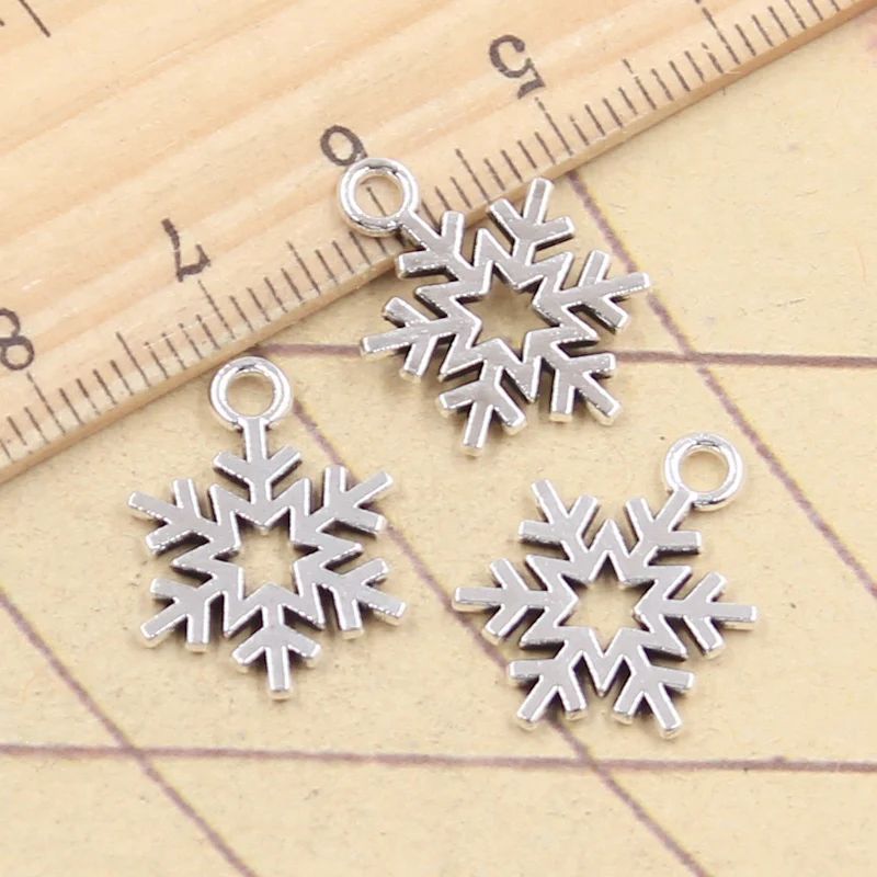 

30pcs Charms Snow Snowflake 19x13mm Tibetan Silver Color Pendants Antique Jewelry Making DIY Handmade Craft