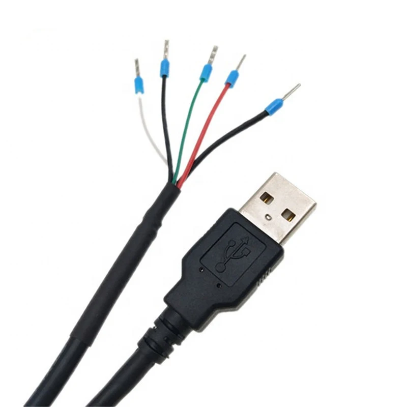 

2854-30AWG Shielded USB female Cable Pigtail 0.3M USB Jack 4 wires Power Pigtail Cable Cord DIY