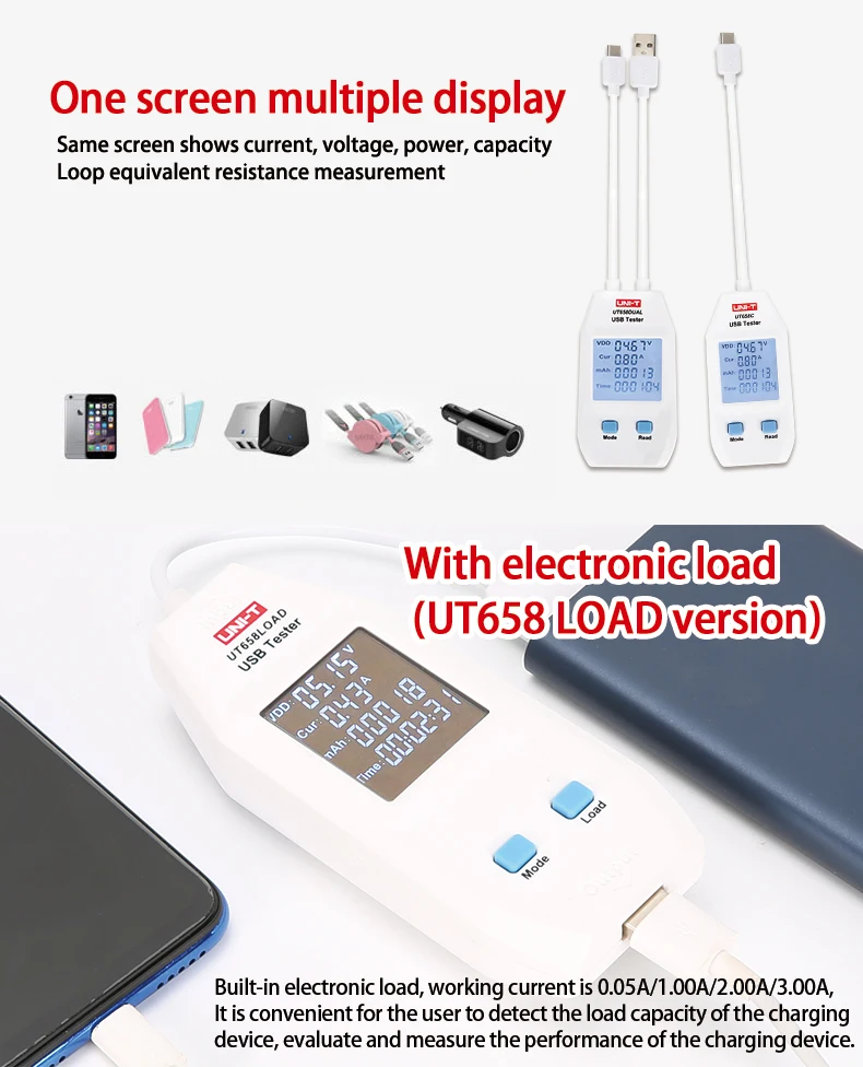 UNI-T электрический USB тестер напряжения безопасности Вольтметр Амперметр зарядное устройство измеритель емкости вольт ток доктор UT658A UT658B UT658D
