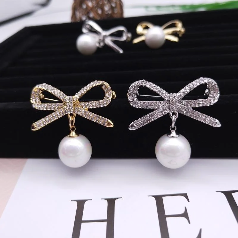 Женская Брошь-бант с искусственным жемчугом простой аксессуар для одежды 1 шт. |