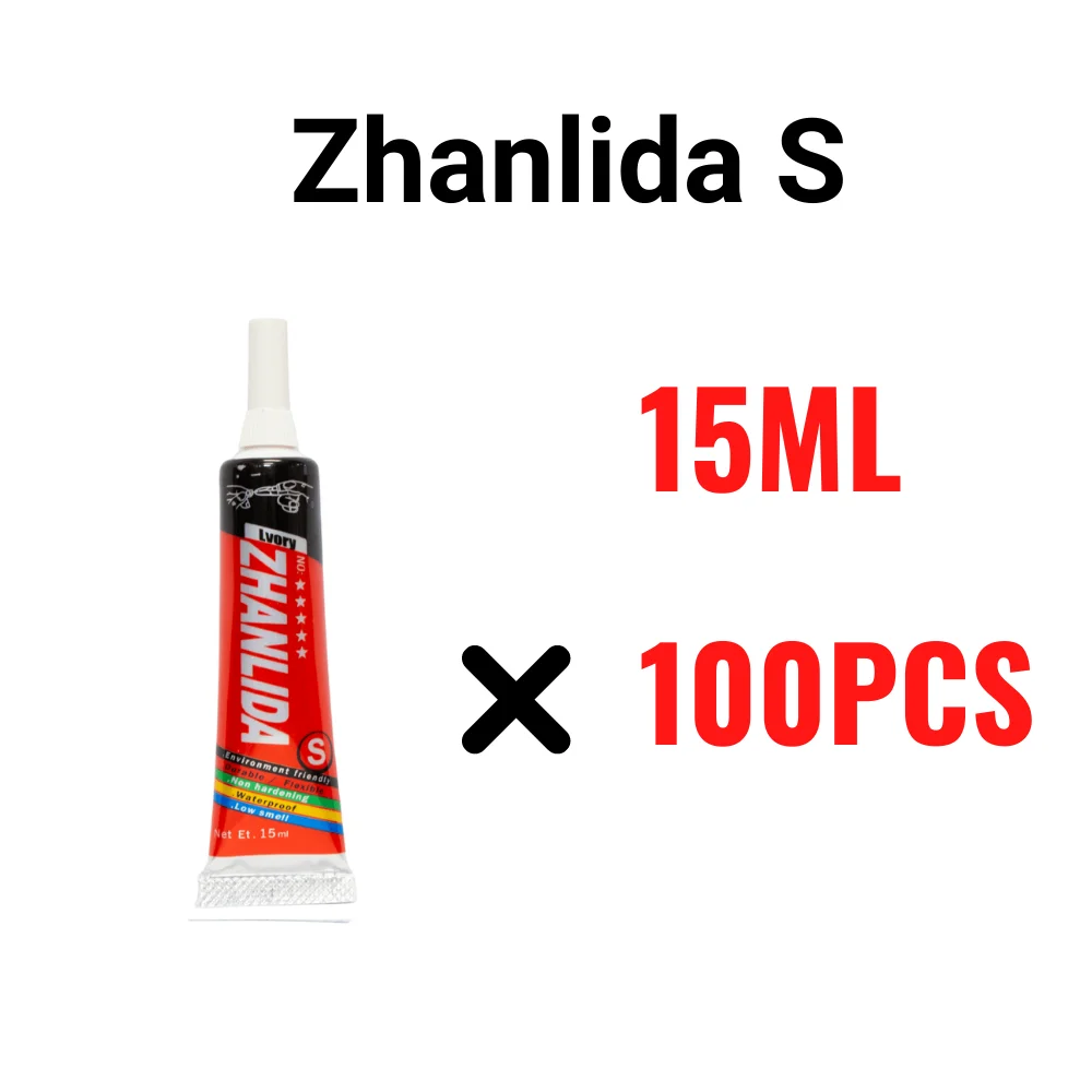 100PCS Pack Zhanlida S Medium 15ML Settings Contact Adhesive Universal Repair Glue With Precision Applicator Tip