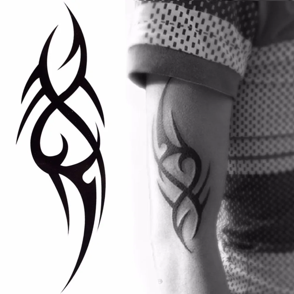 

1pcs Black Temporary Tattoo Body Art Tattoos 3D Waterproof Temporary Tattoos Sticker Art Men Arm Leg Fake Tatoo Paper