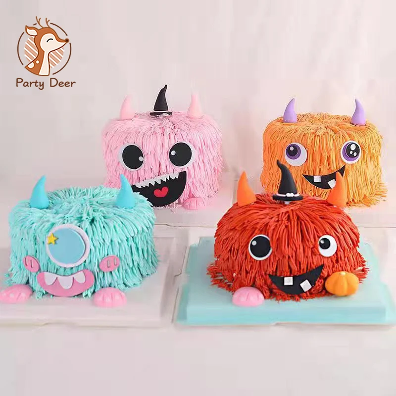 Хэллоуин торт Topper cute monster флажки для торта Черный День рождения Baby Shower Свадебная