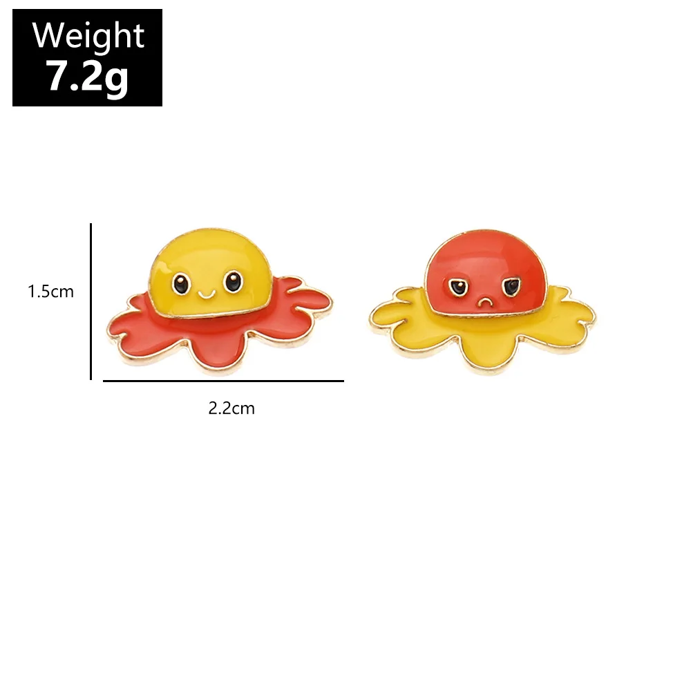 

2021 Double Octopus Earrings Double Color Flip Animal Earrings for Women Party Jewelry Accessories for Girls Cute Stud Earrings