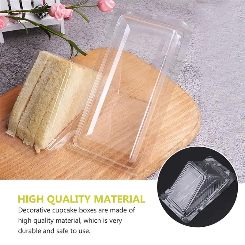 

50pcs Sandwich Packing Boxes Plastic Sandwich Case Sandwich Triangle Boxes