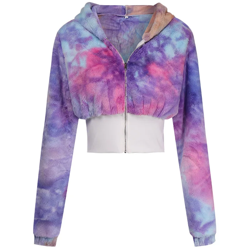 

2Pcs Women's Tie Dye Outfits Winter Adults Long Sleeve Hooded Pullover + Wide-leg Pants Clothes Set S-XL