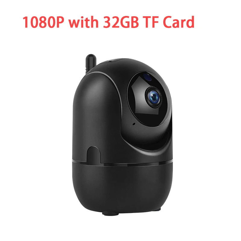 1080p Black 32G Card 1080P облачная IP камера, домашняя охранная камера наблюдения, автоматическая отслеживающая сетевая камера с wifi, беспроводная CCTV камера, мини wifi камера - Цвет: 1080p Black 32G Card