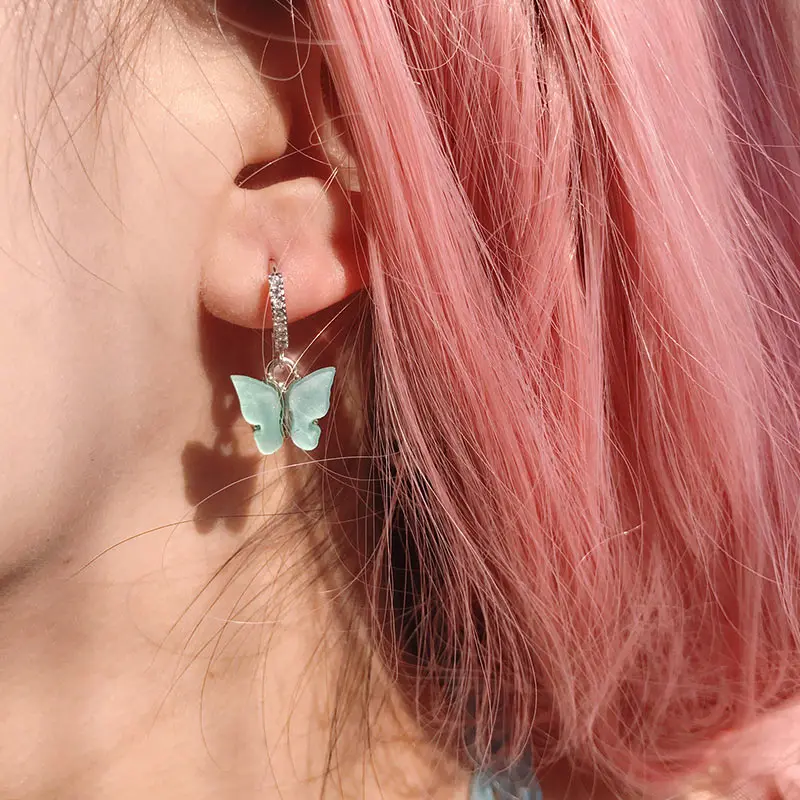 JJFOUCS изысканные серьги-обручи в форме бабочки серьги для девочек серебряного