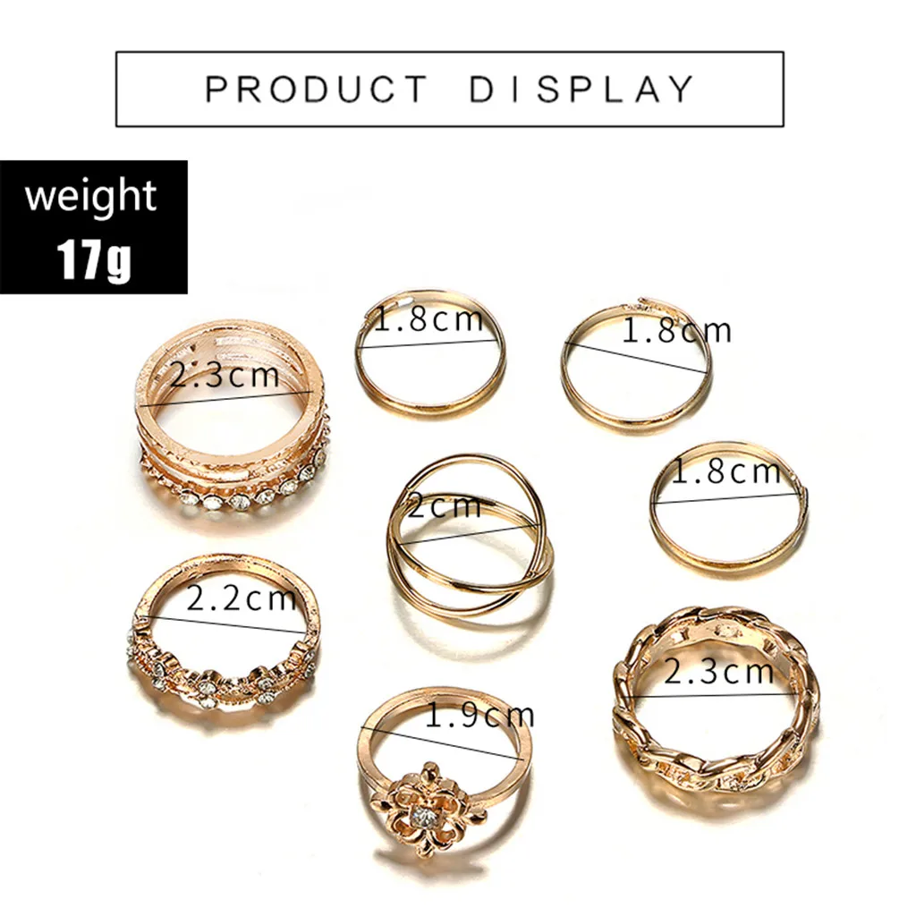 Женский модный ажурный набор колец из сплава с двойным крестом 8 на палец