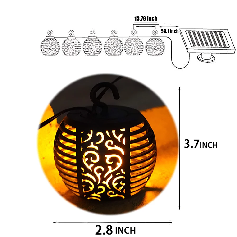 

Solar Lanterns Garden LED String Hanging Lights Solar Lamps Waterproof Lantern Decoration Patio Flickering Flame Outdoor Lights