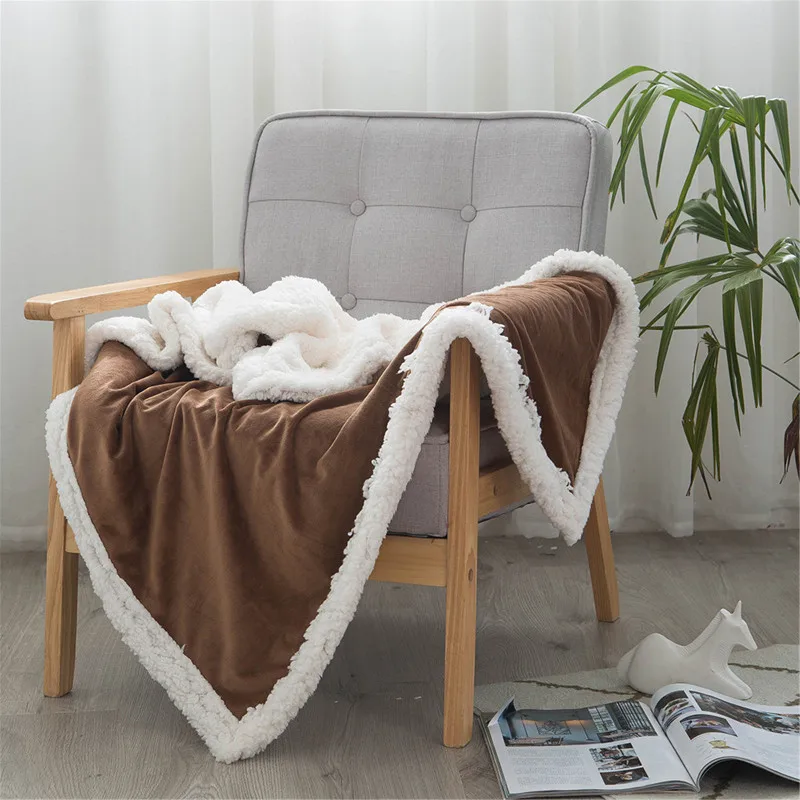 

Fuwatacchi Winter Wool Blanket Ferret Cashmere Mini Quilt Warm Blankets For Lunch Sleeping Wool Super Warm Soft Sofa Bed Cover