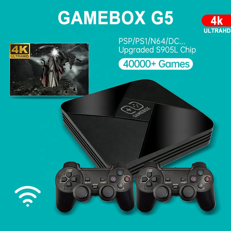 

10000 Games Video Game Console 4K HD Retro TV Game Player with Dual Wireless Controller Family Game Console Classic Game Console