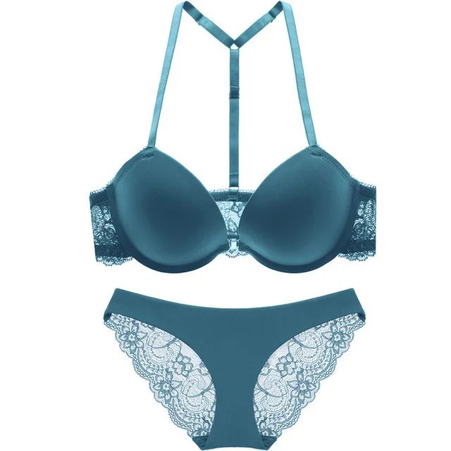 sexy mousse woman Linger Y-line straps front closure bra and lace floral panty sets intimates for women aesthetic underwear | Женская