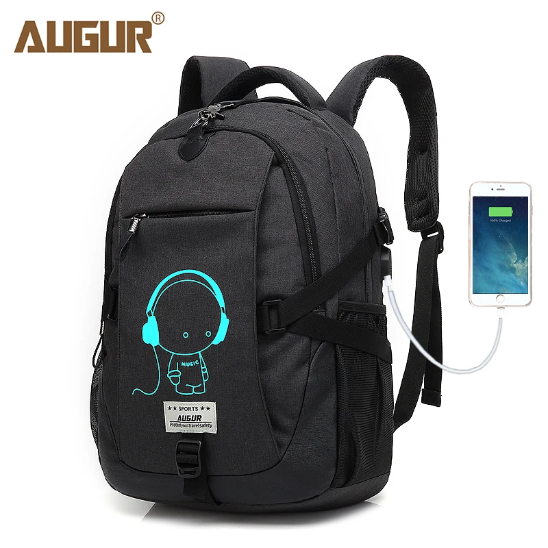 Водонепроницаемые рюкзаки для ноутбука AUGUR школьные сумки с usb-портом зарядки