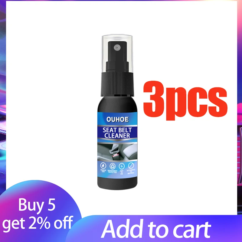 

Car Interior Decontamination Supplies Car Seat Belt Cleaner 3pc Car Interior Cleaner Liquid Decontamination Accessory