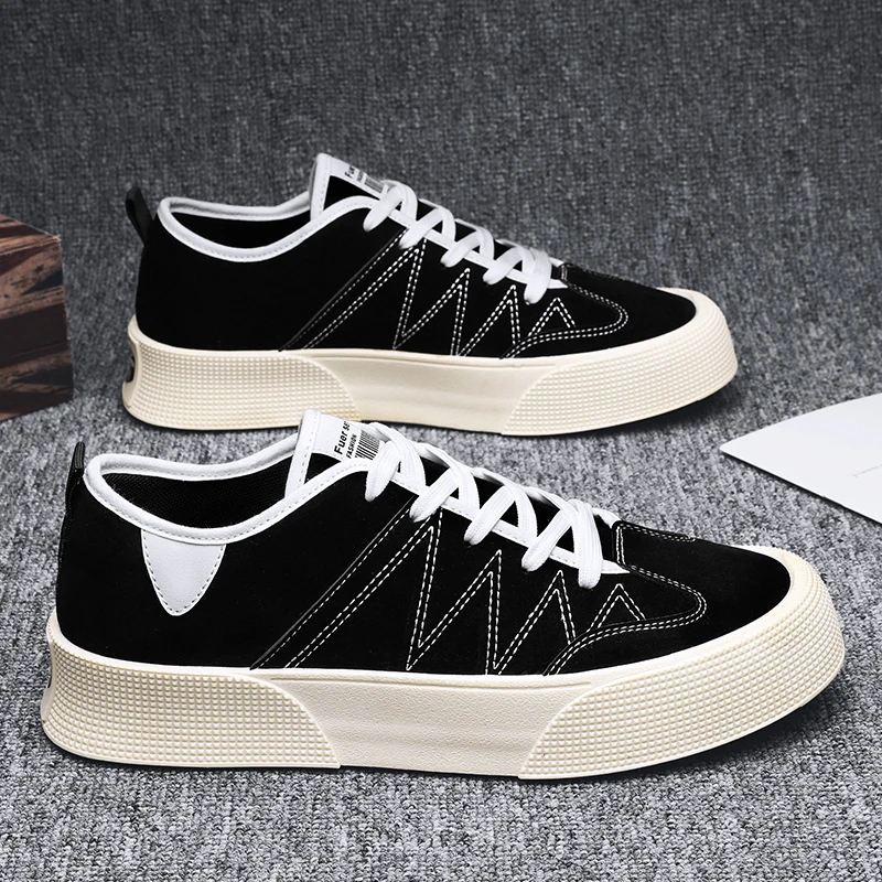 

2021 Men's Casual Shoes Rubber Soft Bottom Non-slip Low Board Shoes Light Comfortable Personality Lace-up Walking couple shoes