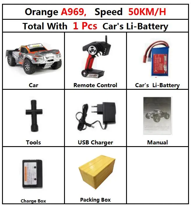 orange 50kmH a969 1b BestPrice Wltoys A969 Радиоуправляемый гоночный автомобиль 50 км/ч 70 км/ч RC Drift короткий курс грузовика дистанционного Управление 4-х колесный амортизатор для грузовиков - Цвет: orange 50kmH a969 1b