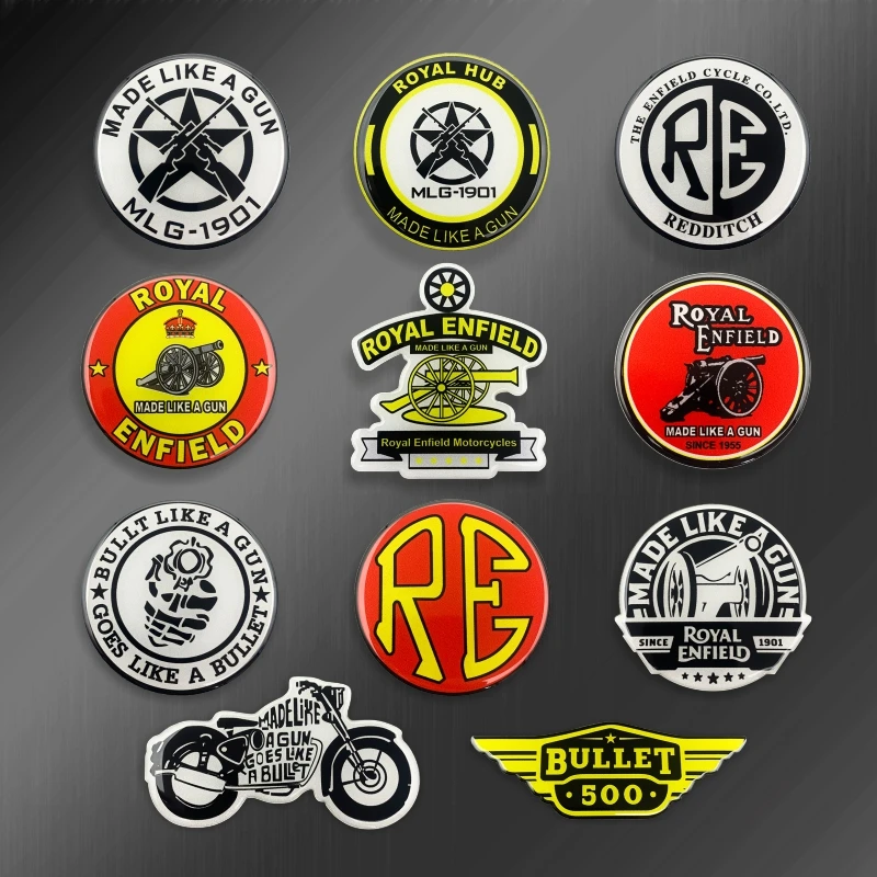

Motorcycle Car Waterproof Vinyl Reflective Sticker Decal Resin Jelly Gel Retro memorial Badge For ROYAL ENEIELD 1955 500 350
