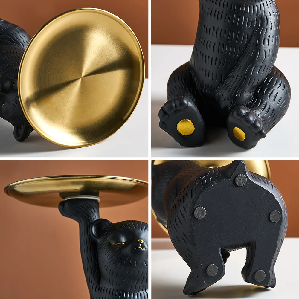 

Creative Resin Sculpture Crafts Creative Bear Model Living Room Snack Fruit Storage Tray Home Decor Accessories Porch Key Shelf