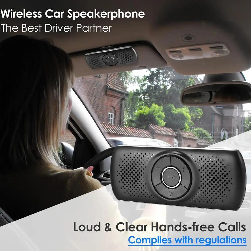 

Wireless bluetooth Car Kit Set Handsfree Speakerphone Multipoint Sun Visor Speaker For Phone Smartphones Car Charger Hands Free