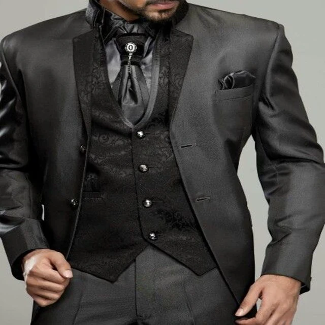 

2020 Black Mens Wedding Suits Custom Made Prom Party Groom Tuxedos 3 Piece Set Slim Fit Business Male Suit (Blazer+Vest+Pants)