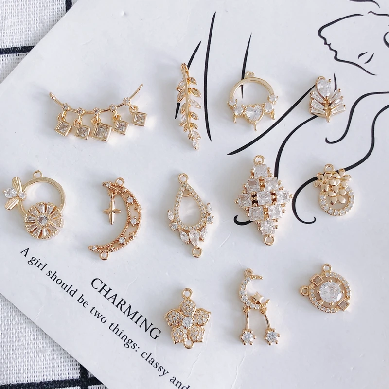 

DIY jewelry accessories exquisite all-match alloy inlaid zircon pendant jewelry accessories materials