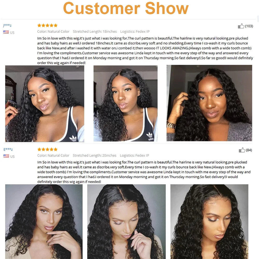 

Deep wave Lace Front Wig Human Hair Brazilian Deep Curly Lace Front Wig No Smell No Shedding Pre Plucked Deep Wave Closure Wig