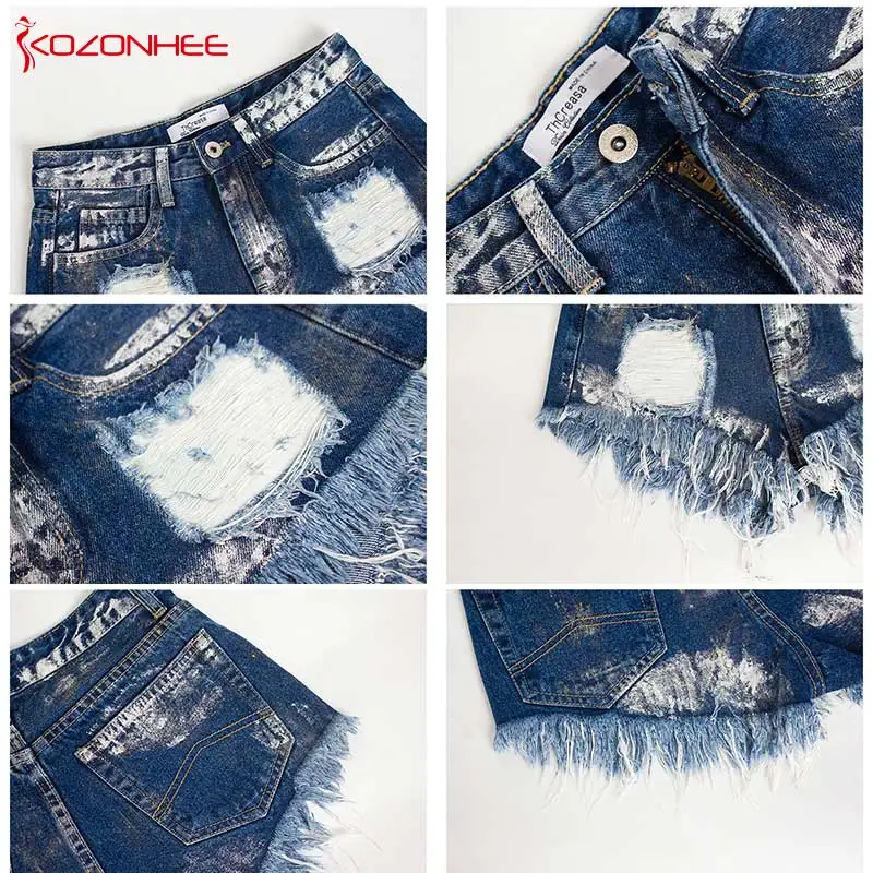 Женские неэластичные джинсовые шорты летние с высокой талией и бахромой #07 |