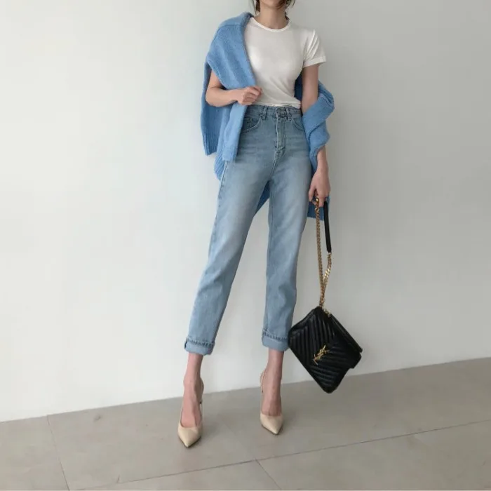 

Korean Chic French Minority Spring and Autumn Retro Slim Fit Slimming Versatile High Waist Slim Denim Skinny Pants Women's