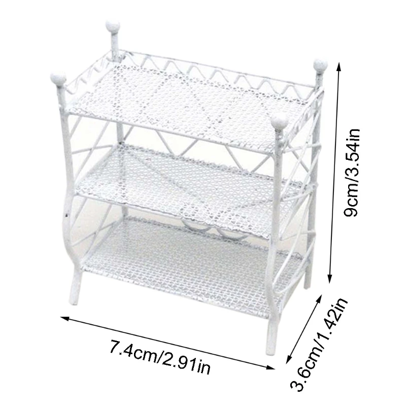 

1/12 Mini Dollhouse Miniature Furniture Bookshelf Flower Display Rack Model Kids Pretend Play Toy